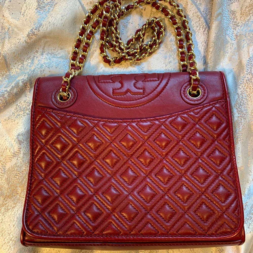 *SOLD* Tory Burch Fleming Crossbody in Dark Red